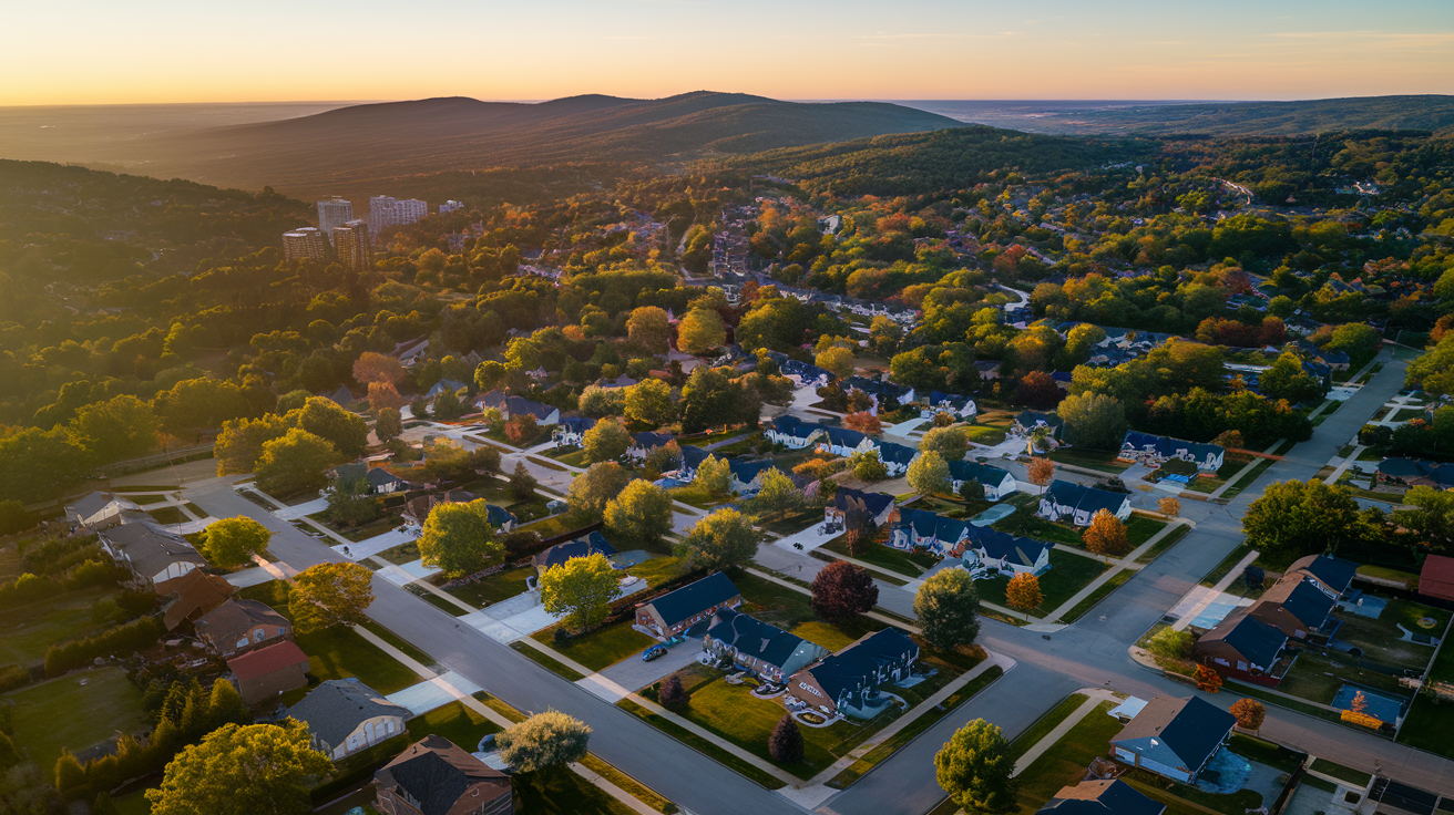 Hamilton Mountain neighbourhood aerial view